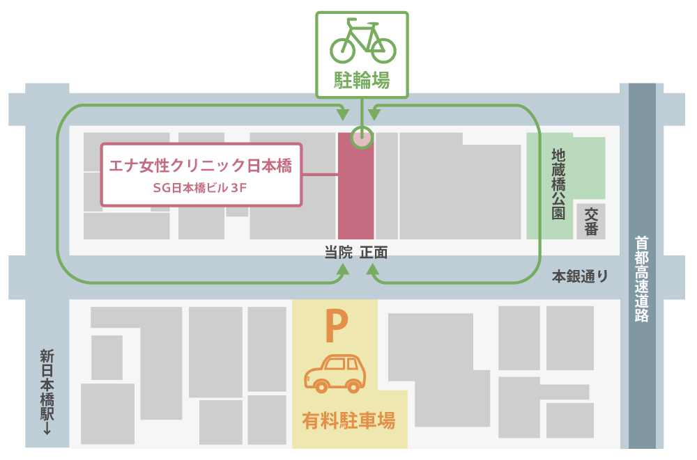 駐輪場までの経路マップ